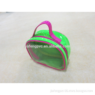 Colorful leather bag with clear window for beauty products promotion